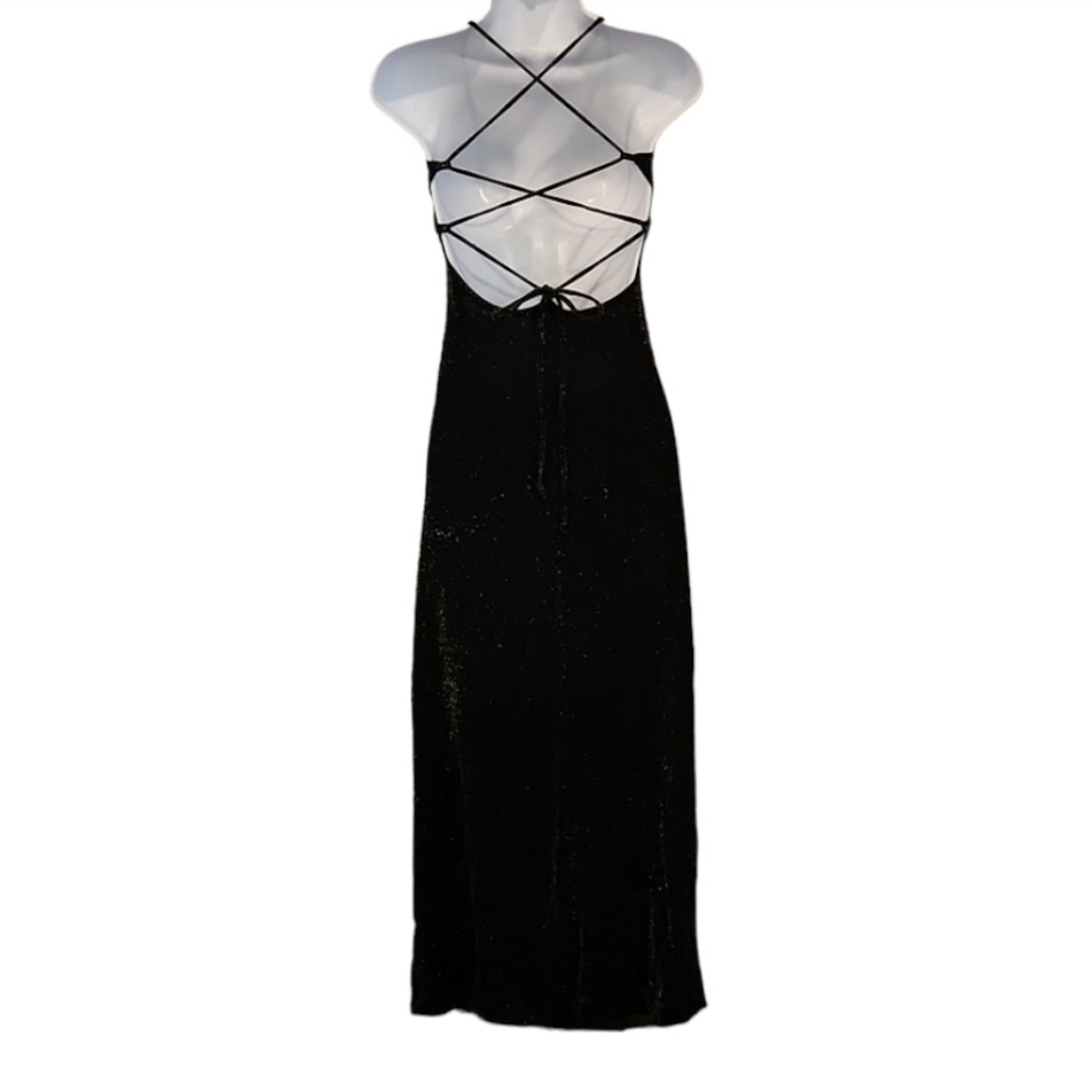 ESPRESSA Halter Tie Back Sparkle Evening Gown Dress - Picture 3 of 8